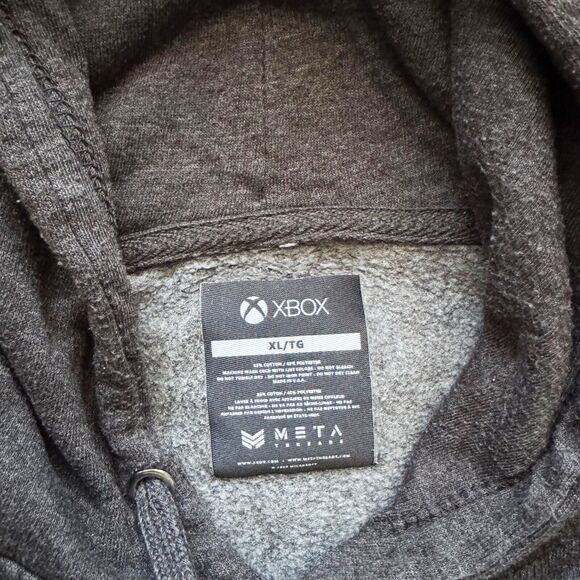 XBOX Mens Charcoal Hoodie Rare Xbox Logo Sweatshirt Size XL Meta Threads Exc Con - Picture 8 of 15